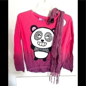 SELF ESTEEM Panda graphic pink long sleeve tee-M